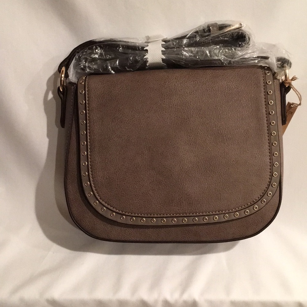 Amanda Blu saddle bag purse “Jane” taupe